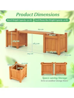 Blumenkasten mit Gartenbank 105 x 26,5 x 29,5 cm in Orange