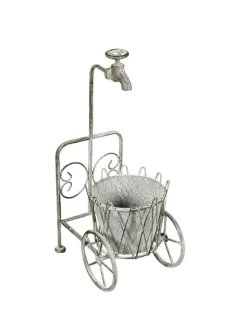 Blumenständer mit Wasserhahn in antikgrau