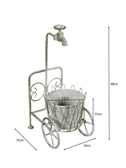 Blumenständer mit Wasserhahn in antikgrau