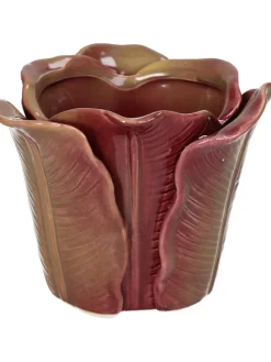 Blumentopf ''Cabbage'' in Hellbraun/ Lila - (H)8,2 x Ø 10,8 cm