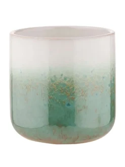 Blumentopf HORIZON in Türkis / Weiß