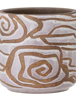 Blumentopf "Lija" in Weiß/ Hellbraun - (H)12 x Ø 12 cm