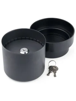 Blumentopf-Safe in Schwarz