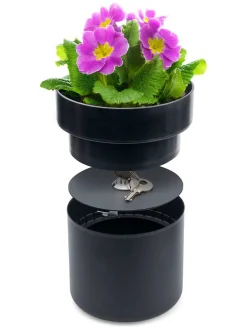 Blumentopf-Safe in Schwarz