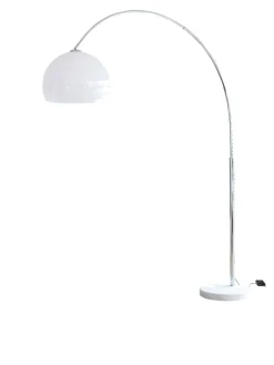 Bogenlampe 208 cm höhenverstellbar dimmbar Marmorfuß und Lampenschirm in Weiß