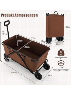 Bollerwagen faltbar in Braun