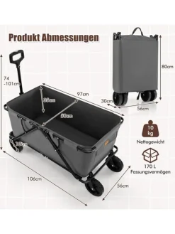 Bollerwagen faltbar in Grau