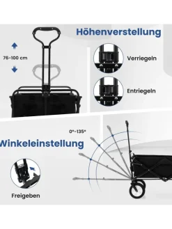 Bollerwagen faltbar in Schwarz