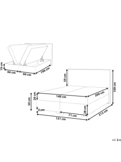 Boxspring Bett MAJOR in Beige - (W) 151 x (H) 109 x (L) 212 cm