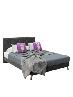 Boxspringbett "AUDREY" in Anthrazit - 140x200 cm