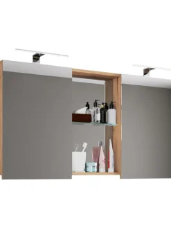 Breiter Spiegelschrank Spiegel Budasi mit Ablage in Honig-Eiche