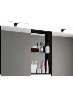 Breiter Spiegelschrank Spiegel Budasi mit Ablage in Schwarz