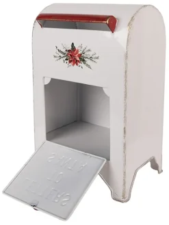 Briefkasten in Weiß/ Rot - (B)20 x (H)30 cm