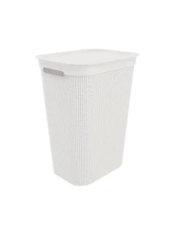 Brisen Wäschebox 50l mit Deckel und Griffe in Mistelweiß