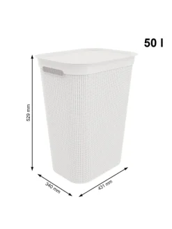 Brisen Wäschebox 50l mit Deckel und Griffe in Mistelweiß