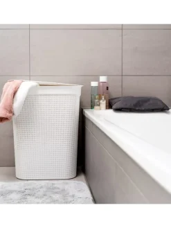 Brisen Wäschebox 50l mit Deckel und Griffe in Mistelweiß