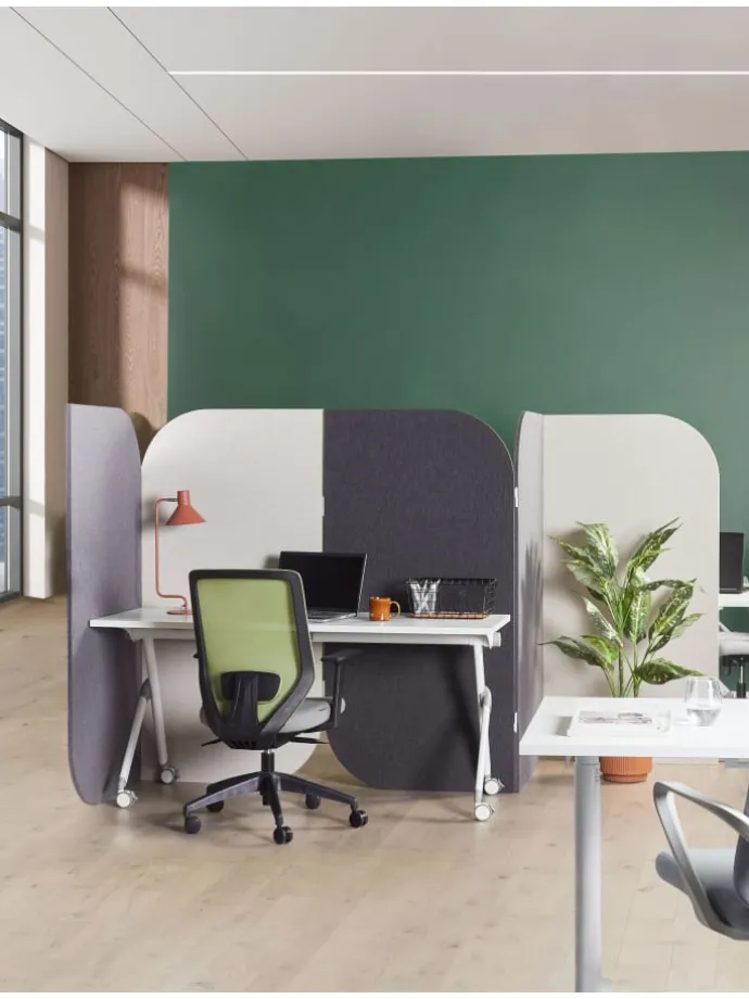 Büro-Raumteiler SHADY in Grau/Beige - (W) 400 x (H) 160 x (L) 2 cm