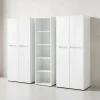 Büro-Set 2 Schränke & Regal, 240cm breit, Glasfront in Weiß