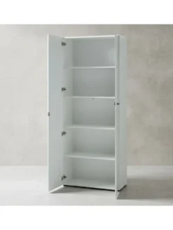 Büro-Set 2 Schränke & Regal, 240cm breit, Glasfront in Weiß