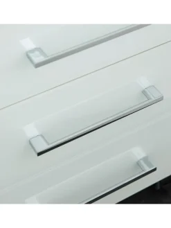 Büro-Set Schreibtisch Schrank Container Glasfront Modern in Weiß