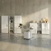 Büro-Set 8-tlg, Glas Abschließbar Modern Büromöbel in Weiß