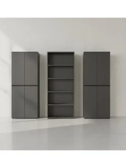 Büro-Set XL Schrankwand Soft-Close Graphit Aktenschrank Büromöbel