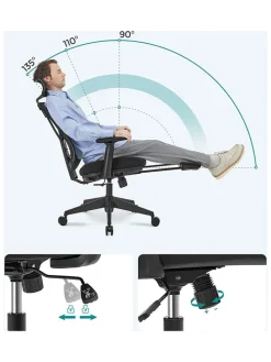 Bürostuhl in Schwarz - (B)70 x (H)133 x (T)68,5 cm