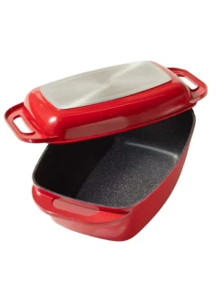 Bräter Schmortopf 43x26 cm | mit Deckel in Rot