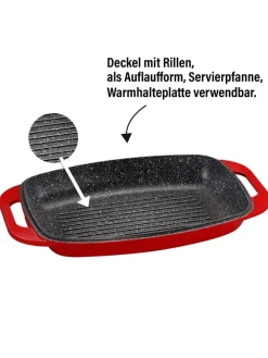 Bräter Schmortopf 43x26 cm | mit Deckel in Rot