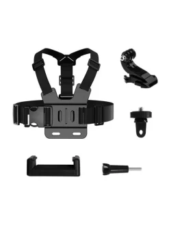 Brustgurt Zubehörset 5in1 Kompatibel mit GoPro, DJI, Insta360, in Schwarz