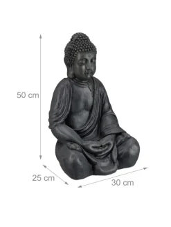 Buddha Figur in Dunkelgrau - (H)50 cm