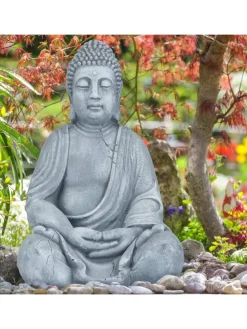 Buddha Figur in Dunkelgrau - (H)50 cm