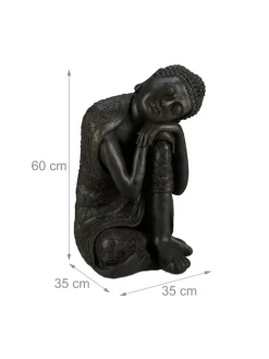 Buddha Figur in Dunkelgrau - (H)60 cm