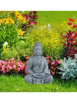 Buddha Figur in Hellgrau - (H)70 cm