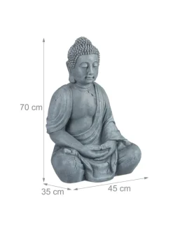 Buddha Figur in Hellgrau - (H)70 cm