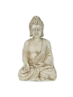 Buddhafigur in Weiß - (B)10,5 x (H)17,5 x (T)7,5 cm