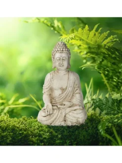 Buddhafigur in Weiß - (B)10,5 x (H)17,5 x (T)7,5 cm