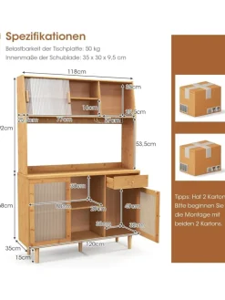 Buffetschrank Bambus in Hellbraun