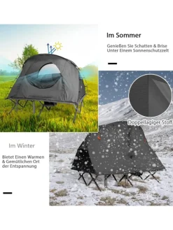 Campingzelt mit selbstaufblasender Matratze für 2 Personen in Grau