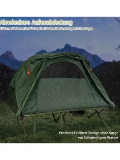 Campingzelt mit selbstaufblasender Matratze für 2 Personen in Grün