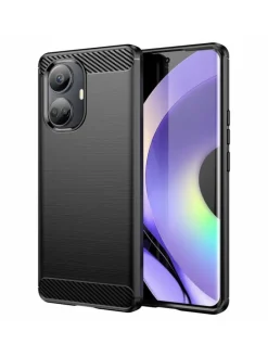 Carbon Case Hülle kompatibel mit Realme 10 Pro Schwarz in Schwarz