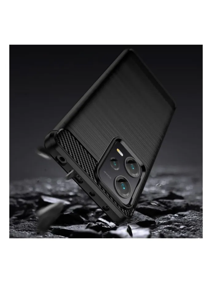 Carbon Case Hülle kompatibel mit Xiaomi Redmi Note 13 4G flexible Silikon-Carbon-Hülle schwarz in Schwarz