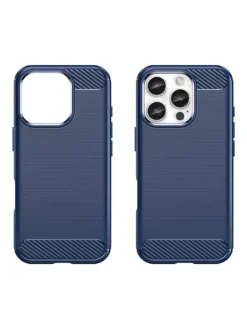 Carbon Case Silikon Handyhülle blau für iPhone 16 Plus in Schwarz