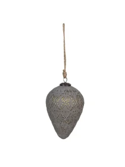 Christbaumkugel in Grau/ Gold - (H)15 x Ø 10 cm