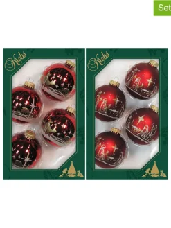 Christbaumkugeln "Heilige Nacht" in Rot - 8 Stück - Ø 7 cm