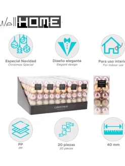 Christbaumkugeln in Rosa/ Gold - 20 Stück - Ø 4 cm