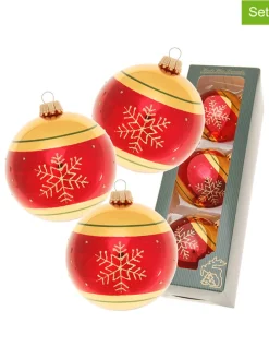 Christbaumkugeln in Rot/ Gold - 3 Stück - Ø 8 cm
