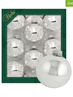Christbaumkugeln in Silber - 8 Stück - Ø 7 cm
