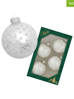 Christbaumkugeln in Weiß - 4 Stück - Ø 7 cm
