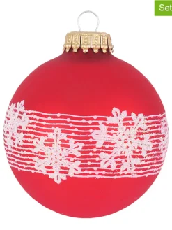 Christbaumkugeln "Schneekristall" in Rot - 4 Stück - Ø 7 cm